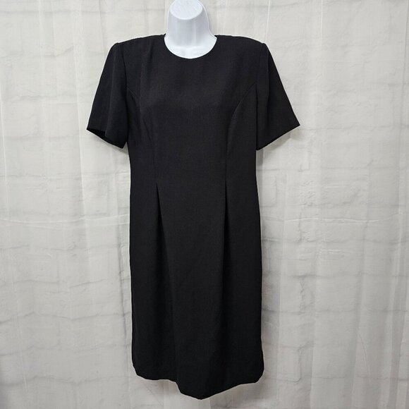 Vintage Leslie Fay Black Basic Dress Office Business Formal Cocktail 10P - Picture 1 of 13